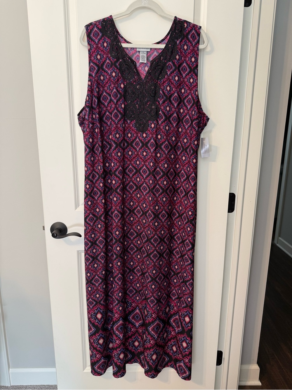 Catherines Multi Colored Sleeveless Maxi Dress with Lace Accent 4x 30/32w